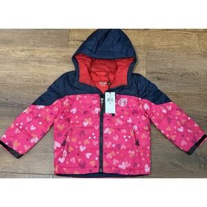 NEW Girls Polo Sport Ralph Lauren Pink Heart Navy Blue Puffer Jacket XS NWT $195